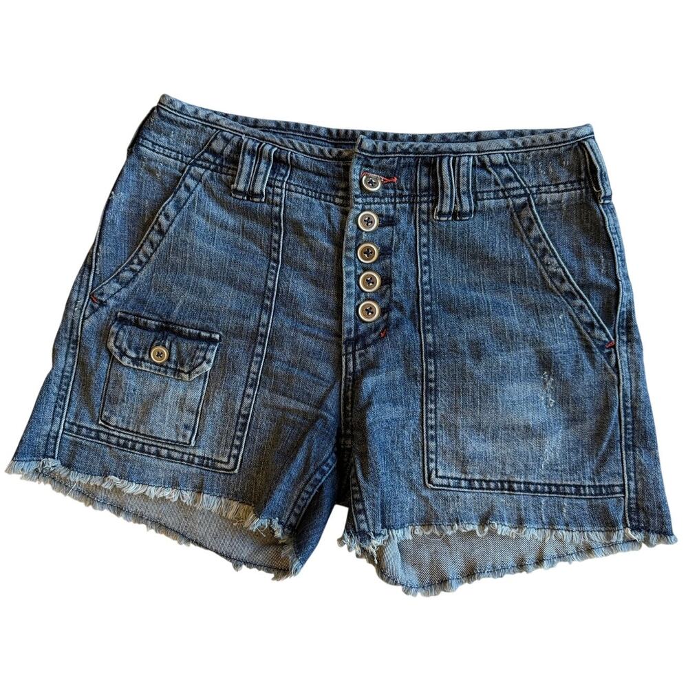 Pilcro for Anthropologie The Wonderer Button Fly High Waisted Denim Shorts 25